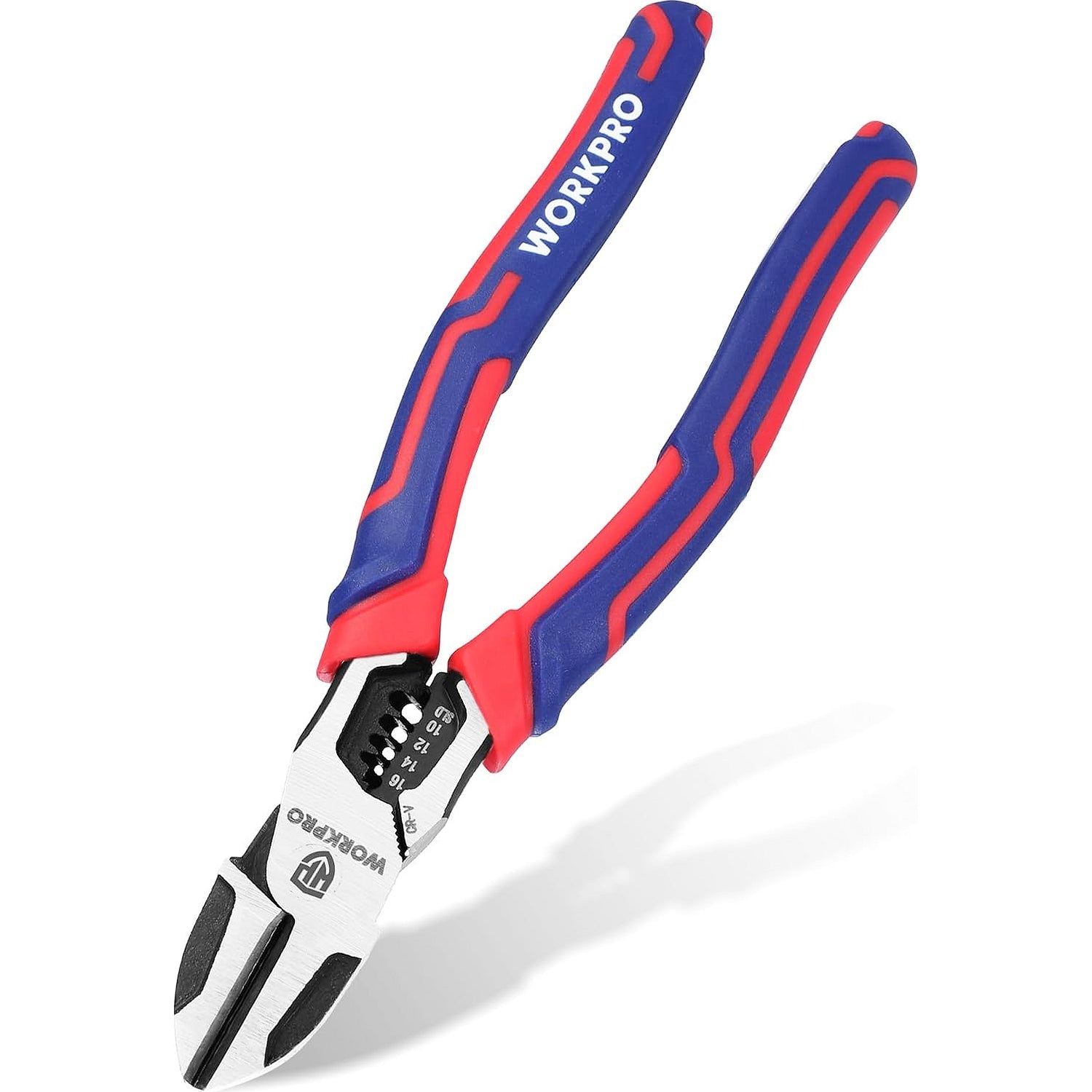 WORKPRO 2-in-1 Diagonal Cutting Pliers with Wire Stripper, 7.5 Inch CRV Steel Wire Cutters with Comfort Grip Handles, Heavy Duty Side-Cutting Pliers for Electricians and Homes, Christmas Gift