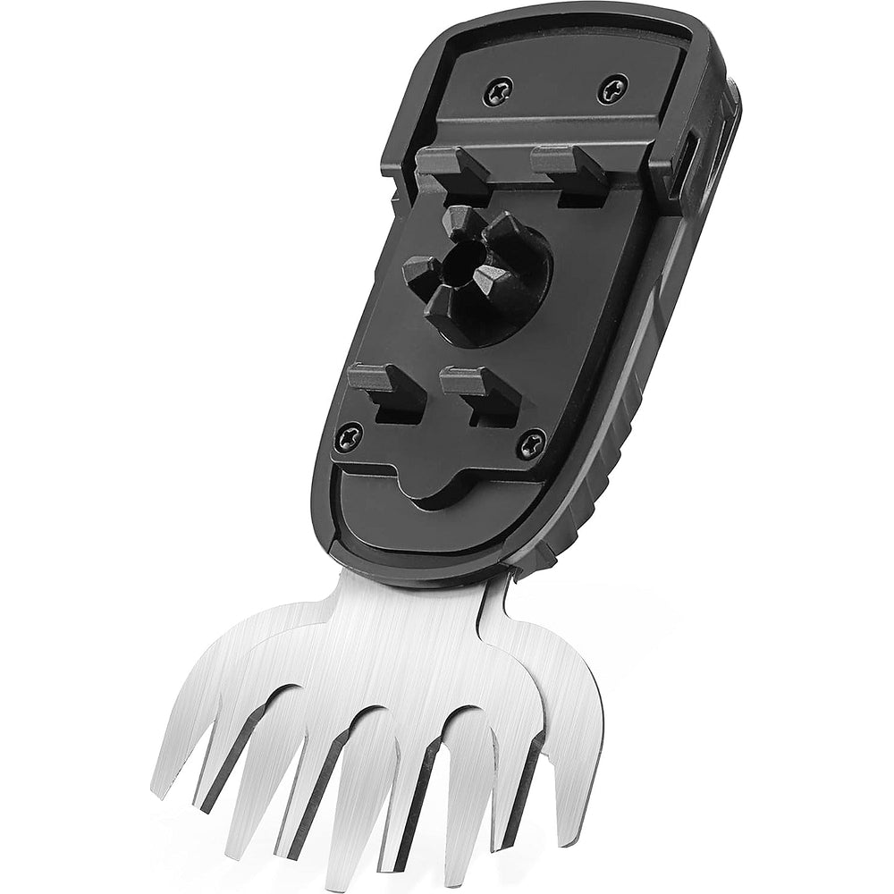 Replacement shrub shear blades: black holder with silver comb-like cutting teeth