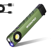 Green rechargeable EDC flashlight with Type-C cable and front LED focus lens