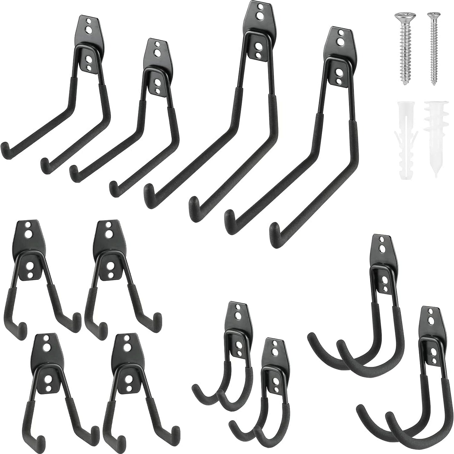 WORKPRO 12 Pcs garage hook set in black steel with innovation quality and durable secure utility mounting