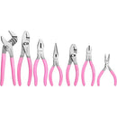 WORKPRO 7-piece Pliers Set with Groove Joint, Long Nose, Slip Joint, Linesman, and Diagonal Pliers for DIY & Home Use - Pink Ribbon