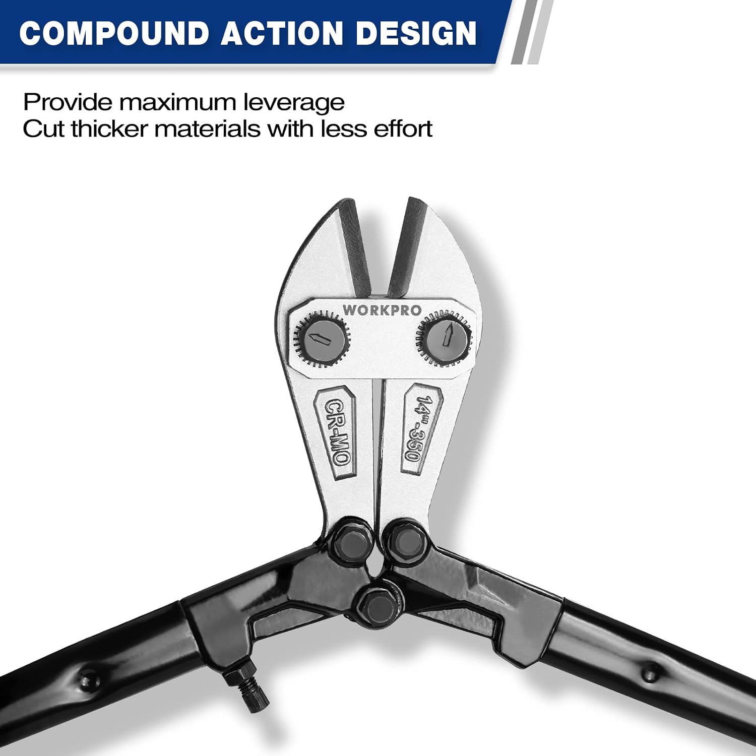 WORKPRO 14 Inch Bolt Cutter, Tri-Material Handle with Comfort Grip