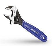 WORKPRO adjustable wrench with blue handle and black adjustable jaw