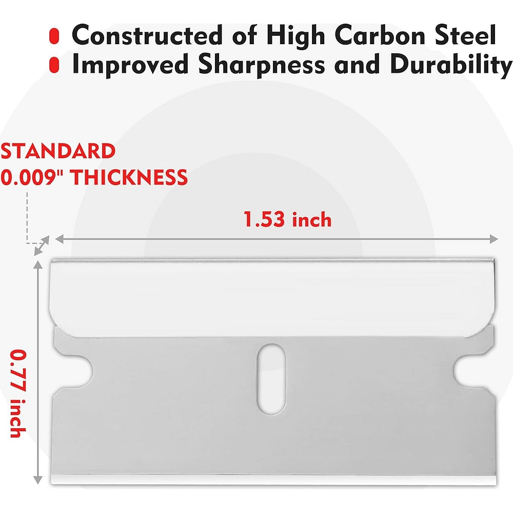 Single edge razor blade size diagram, 1.53 in x 0.007 in