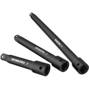 3/8-inch drive extension bars set, black, 10-inch, 5-inch, and 3-inch lengths