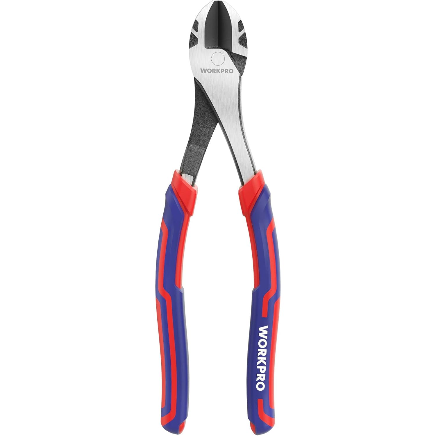 WORKPRO diagonal cutting pliers with red/blue anti-slip handles and CRV steel jaws
