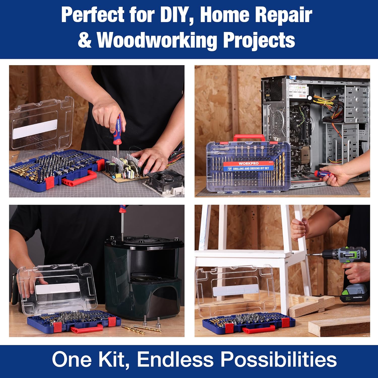 DIY drill bit kit with organized storage case and bits for home repair projects