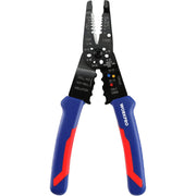 WORKPRO 8-inch wire stripper pliers with blue-and-red handles and black jaws