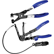 WORKPRO hose clamp plier set: two pliers with blue handles and flexible cable