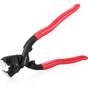 8-inch nail puller pliers with red handles and black jaws, side view