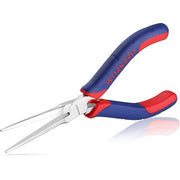 WORKPRO needle nose pliers with smooth jaws, blue and red comfort grip handles