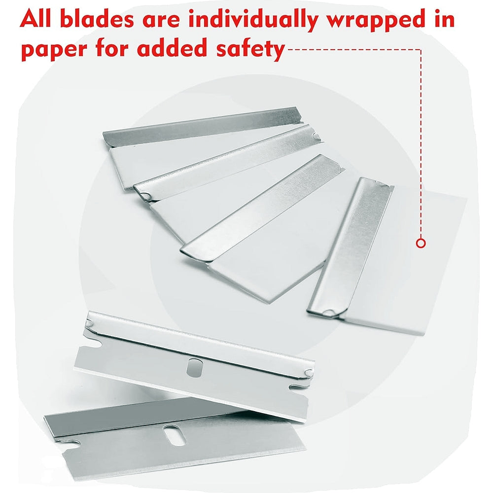 Individually wrapped single edge razor blades in paper sleeves, multiple pieces