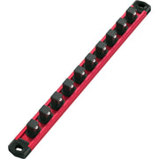 WORKPRO Magnetic Socket Organizer, 1/2-Inch Drive Aluminum Alloy Sockets Rail, Heavy Duty Sockets Holder, Socket Rack Kit 1/2-Inch x 10 Clips (Red)