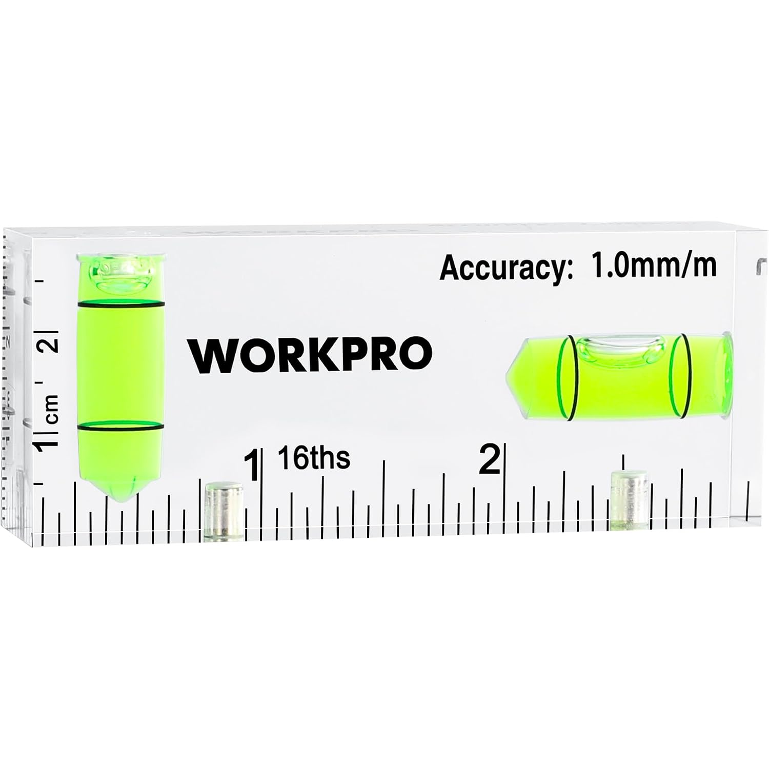 WORKPRO Small Level, 3 Inch Mini Level Tool, Magnetic Level with 2 Different Bubbles 90°/180°, Shatterproof Cross Check Bubble Level, Pocket Level for Picture Hanging Tool