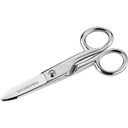WORKPRO electrician scissors, pointed nickel-plated stainless steel blades and finger loops.
