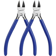 WORKPRO 2-pack flush cut side cutting pliers, blue handles and black cutting jaws