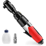 WORKPRO pneumatic ratchet wrench kit with red/black tool and included air fitting