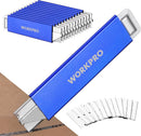 WORKPRO 12-Pack Box Cutter Retractable - Utility Knife with Single Edge Razor Blade - Razor Knife Box Opener Cardboard Cutter with Metal Sheathes- Extra 12-Pack Razor Blades for Replacement - Blue