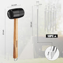 WORKPRO Tent Stakes and Hammer Set, 16oz Rubber Mallet Hammer, Wooden Handle, 10PC Heavy Duty Metal Tent Stakes and Storage Bag, DIY Woodworking, Camping Accessories for Ground, Camp and Garden