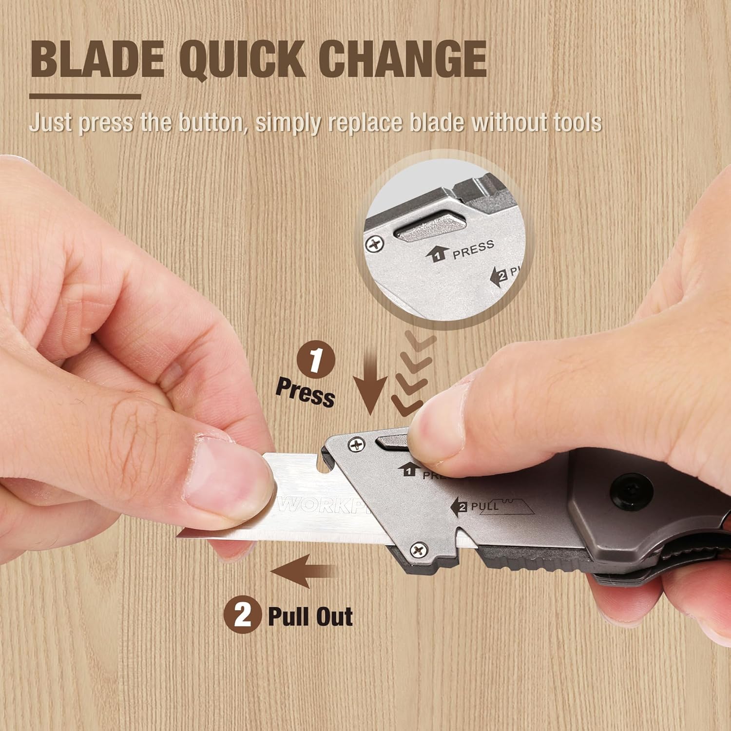 Folding knife blade quick-change mechanism with rosewood handle