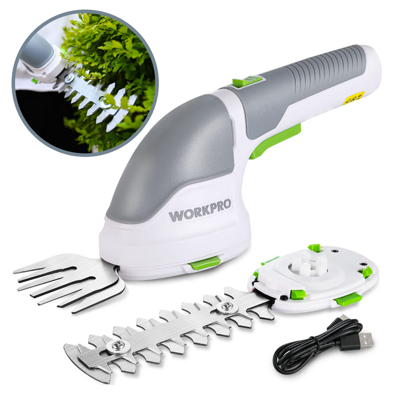 WORKPRO 2 in 1 Handheld 3.6V Electric Cordless Shrubbery Trimmer Hedge Shears/Grass Cutter
