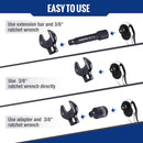 WORKPRO 3/8" Drive Crowfoot Wrench Set, 13 Pcs Metric Crowfoot Wrench Set with 2 Extension Bars, 1/2" to 3/8" Adapter, Portable Storage Box, 10mm to 19mm, Black Electrophoretic Coating