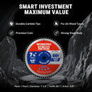 WORKPRO 7-1/4 Inch Woodworking Circular Saw Blade, 60T Fine Finish Plywood Cutting, Thin Kerf, Carbide Tipped, ATB Tooth, 1-Pack