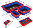 WORKPRO 4PC Collapsible Magnetic Parts Tray Set, Double-Sided Magnet Bowl for Screws, Nuts, Pins, Foldable Bolt Tray for Garage, Maintenance, Silicone Mechanic Tools Gift for Man, 11 Inch & 6.3 Inch