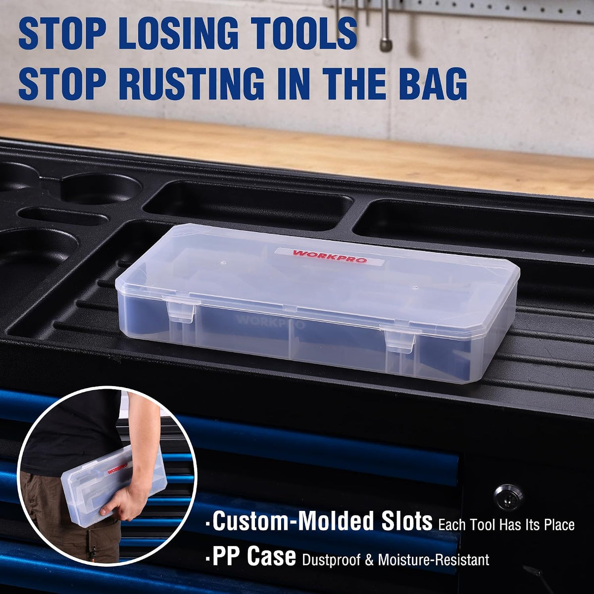 WORKPRO 4-Piece Pry Bar Set with Case | Includes 7" Mini, 10" Puller, 12" Cat's Paw & Flat. Forged Steel, HT, Rust-Resist. For Demo/Remodel/Woodwork