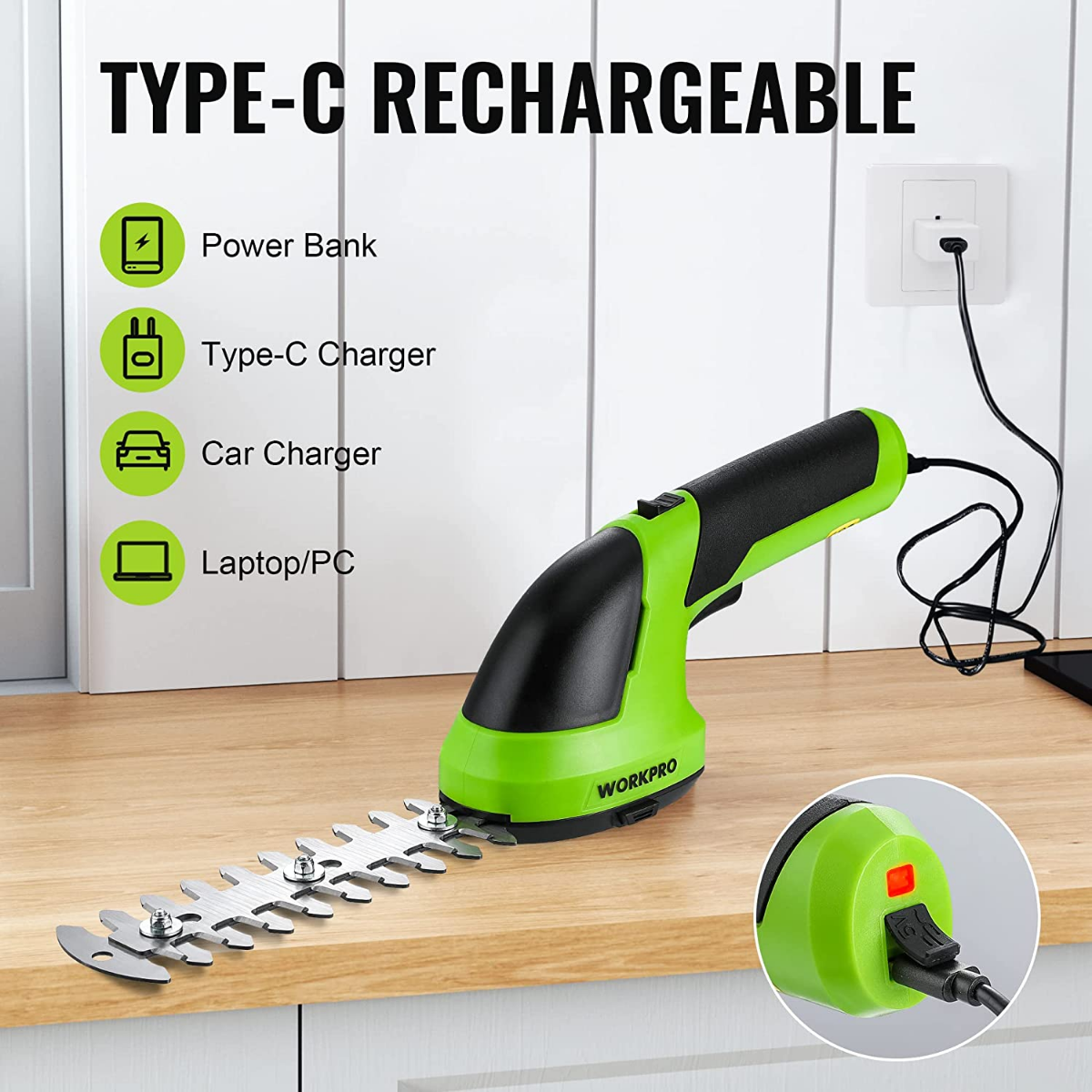Type-C rechargeable cordless trimmer with blade set and charging cable