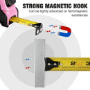 WORKPRO Pink Auto-Lock Tape Measure, 25FT 1/8 Fractions Easy Read Measuring Tape, Double Retract Measurement Tape Accuracy 1/32 for Engineer,with Magnetic Hook, Rubber Protective Casing - Pink Ribbon