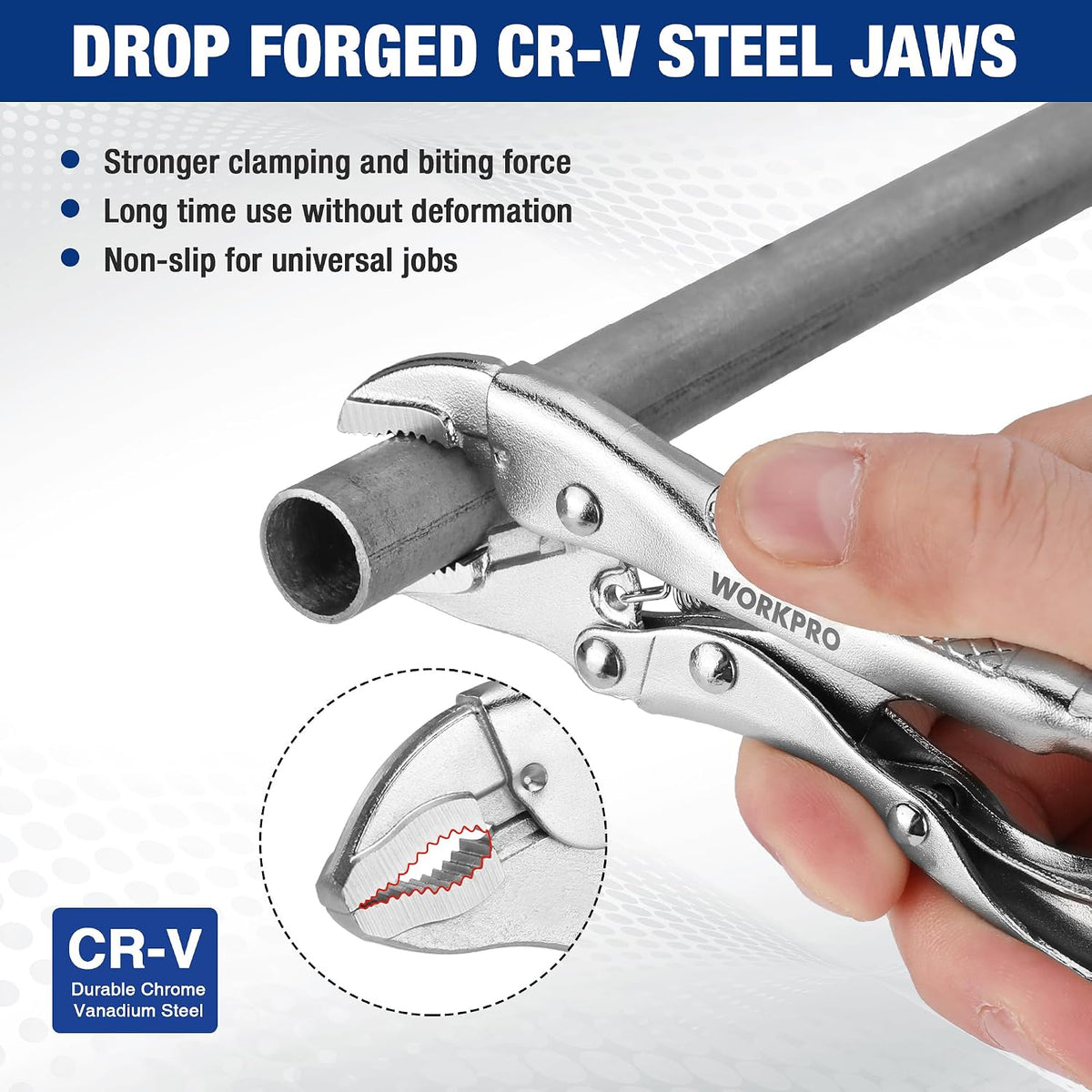 WORKPRO Locking Pliers, 4-inch Mini Curved Jaw Vice Grips pliers | Chromium-Vanadium Steel Locking Pliers with Wire Cutter, Locking Adjustable Vise Grips for Clamping Twisting Welding