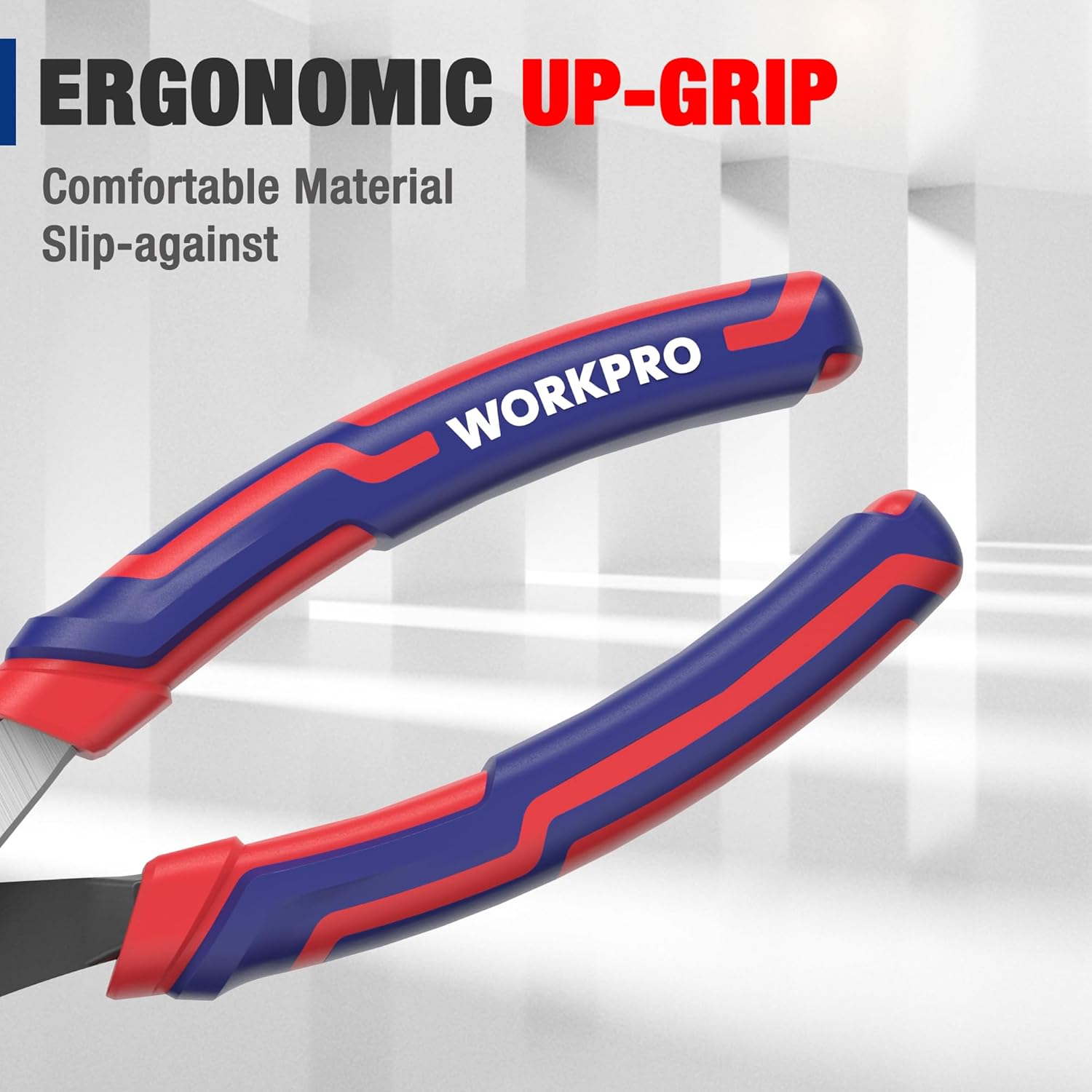 WORKPRO slip joint pliers ergonomic soft grip handles in blue and red