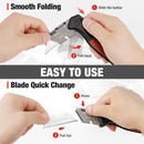 WORKPRO Folding Utility Knife, Razor Blade Knife with Axis Lock, Quick Change Box Cutter, EDC Wood Handle Foldable Pocket Cutter, Extra 10PC SK5 Blades Included