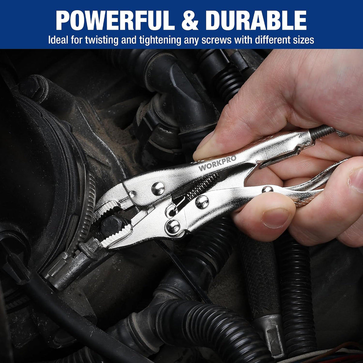 WORKPRO Locking Pliers, 4-inch Mini Curved Jaw Vice Grips pliers | Chromium-Vanadium Steel Locking Pliers with Wire Cutter, Locking Adjustable Vise Grips for Clamping Twisting Welding