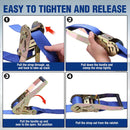 WORKPRO Ratchet Tie Down Straps, 6-Pack | 2" x 15' | 5000 lbs Break Strength Heavy Duty Ratchet Straps, Fits for Moving Appliances Motorcycle ATV Truck (Blue)