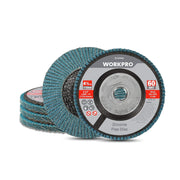 WORKPRO 5 Pack Zirconia Flap Disc, 60 Grit, Angle Grinder Sanding Disc, 4-1/2 inch Grinding Wheels, Flap Wheel Type#27 for Metal Grinding, Blending and Smooth Finishing