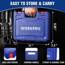 WORKPRO 14-Piece 1/2＂ Drive Deep Impact Socket Set, 6-Point Impact Deep Socket Set with Heavy Duty Storage Case for Automotive and Mechanical Repairs, 10mm-27mm, Cr-V Steel, Metric