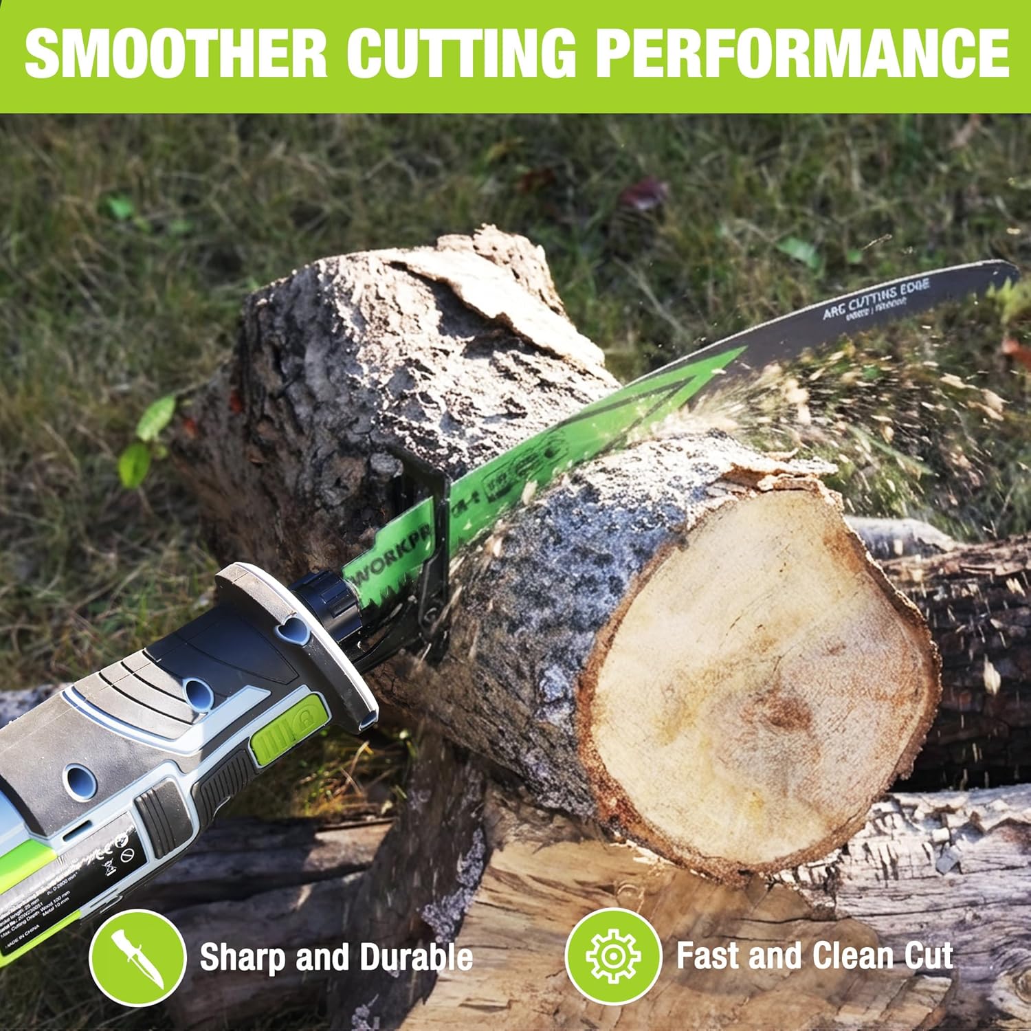 WORKPRO 15 in reciprocating saw blades, 6TPI arc edge, clean wood cutting, 5-pack
