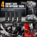 WORKPROX 20V Cordless Impact Wrench Brushless, 440 Ft-Ibs 1/2 Impact Gun | 600N.m High Torque Electric Impact Driver for Car Tire Change, Mower, Pickup & Home Repair, 3 Speeds, LED, 4 Sockets