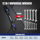 WORKPRO 12-in-1 Universal Wrench, Metric 8-19mm Adjustable Wrench with Heat-Treated Cr-Mo Steel, ASME Standard, Multi-Position Head, Multi-Size Compact Spanner for Mechanics, Cars, and Motorcycles