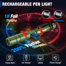 WORKPRO Rechargeable Pen Light, Mini Flashlight, 2 Pack Ultra-Compact EDC Flashlight, Pocket Flashlight with Clip, Memory Function and 2 x USB C Cable Included, Green
