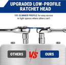 WORKPRO Low-Profile 1/4-Inch Drive Ratchet, 90-Tooth Quick-Release Ratchet Wrench, Reversible, 4° Swing, CR-MO Compact Drive Head, Full Polished, Gifts for Men