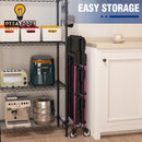 WORKPRO 3-Tier Collapsible Service Cart, Black/Pink, 210 LBS Foldable Utility Cart with Wheels, Portable Rolling Tool Cart for Garage, Warehouse, Home, Restaurant and Office (No Assembly Required)