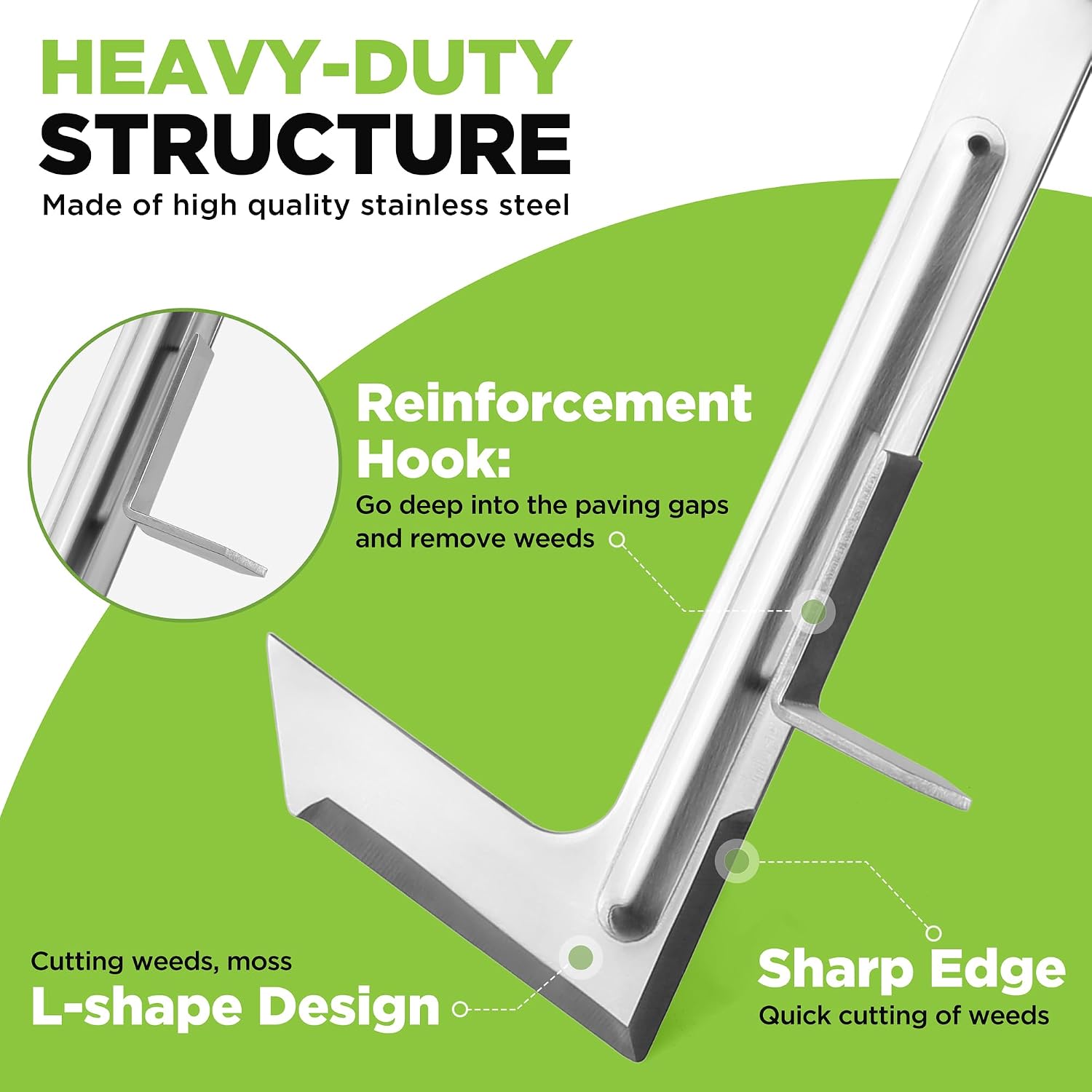 Stainless steel L-shaped crevice scraper with sharp edge and reinforced hook joint