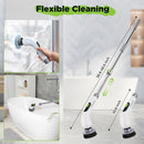 WORKPRO Cordless Electric Spin Scrubber with Long Adjustable Handle & 3-Speed, 8 Replaceable Brush Heads