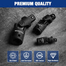 WORKPRO Universal Joint Socket Adapter Set, 3-Piece 1/4" 3/8" 1/2" Drive | Flexible U-Joint, Multi-Angle Access, CR-V Steel, Black Phosphate Finish