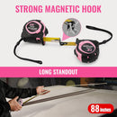WORKPRO 25-FT Tape Measure with Fractions, 3 Brakes Retractable Measuring Tape, Compact Measurement Tape with Magnetic Hook, Nylon Coating Blade Accuracy 1/32¡±, Pink