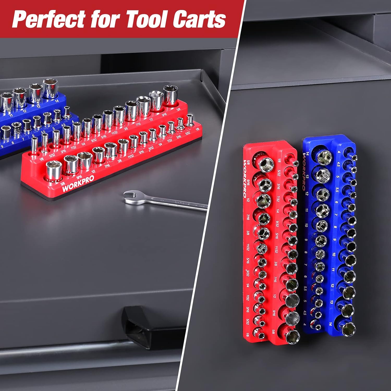 WORKPRO 1/4-inch Magnetic Socket Organizer Set (Sockets Not Included)