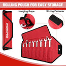 WORKPRO Ratcheting Combination Wrench Set, 8-piece Flex-Head Anti-Slip Set Metric 8-17 mm, 72-Teeth, Cr-V Constructed, Black Electrophoretic Coating with Rolling Pouch